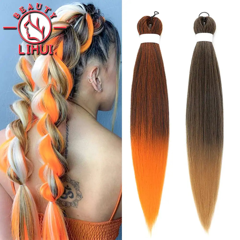 LIHUI Pre-Stretched Jumbo Braids — 26" 90 g Synthetic (Red/Pink, Frosted Colors)