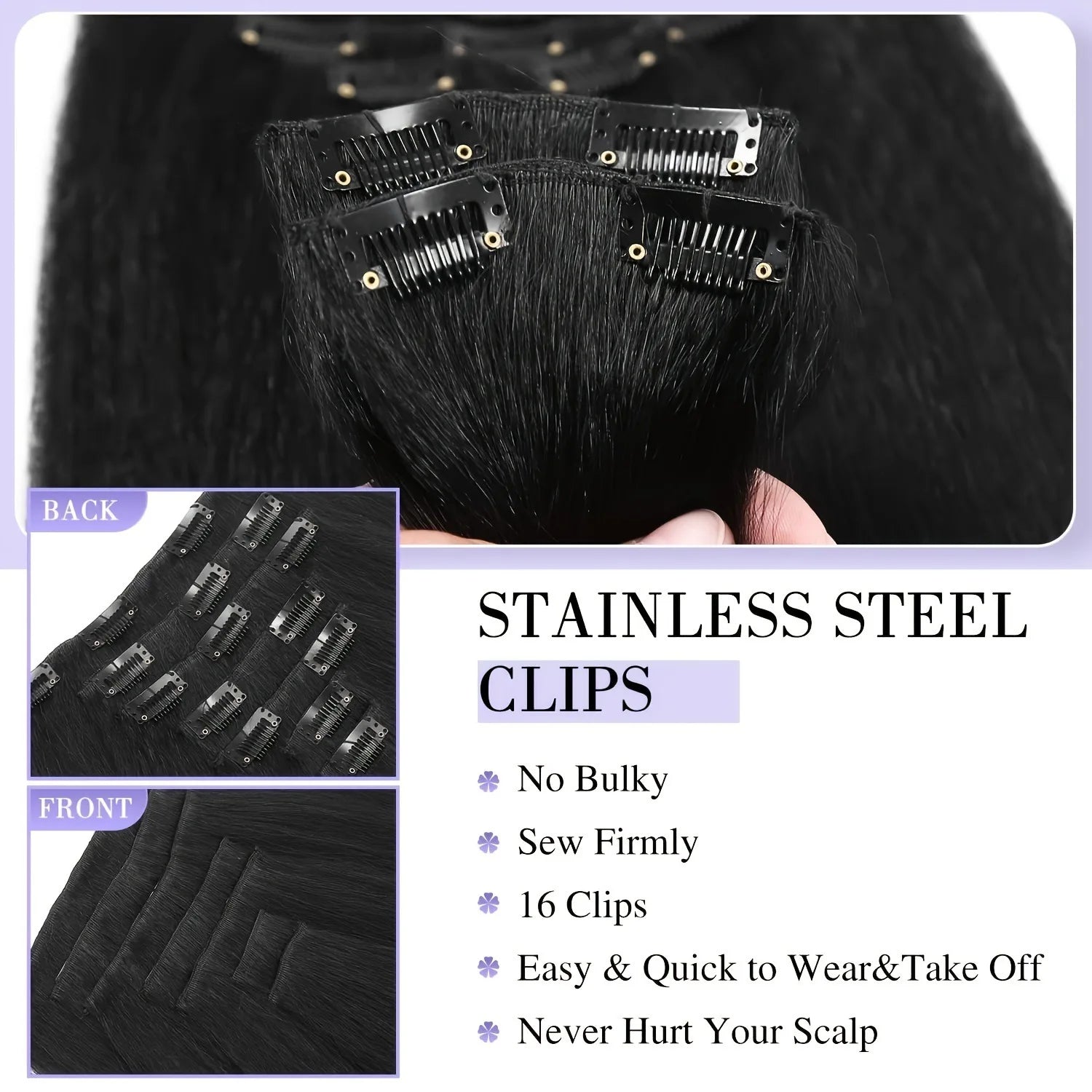 LANSA Synthetic Hair Yaki Clip In Hair Extensions Yaki Straight 7Pcs/set 16Clip-In Hairpieces For Black Women