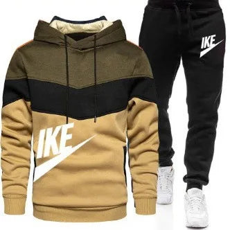 A new autumn and winter fashion combination hooded sweatshirt and sweatpants two-piece men's casual fitness jogging set