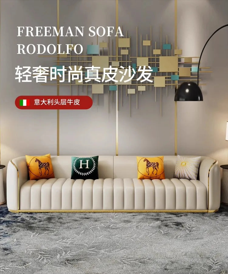 Furniture sofa Italian light luxury leather sofa small apartment living room home high-end designer straight row