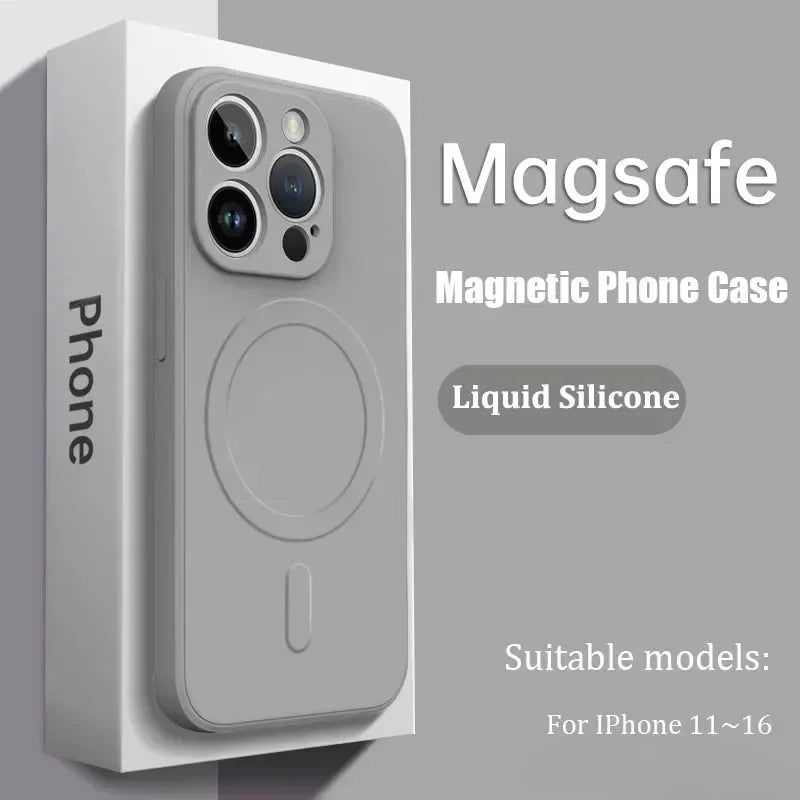Luxury For Magsafe Liquid Silicone Soft Phone Case For IPhone 16 15 14 13 12 17 Pro Max Plus Magnetic Wireless Charging Cover