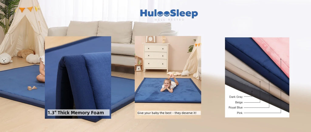 Huloosleep 4 Colors Baby Crawling Play Mats Non-Slip Thick Soft Foam Baby Activity Rug Gym Baby Carpet Mother+Kids Area Rug
