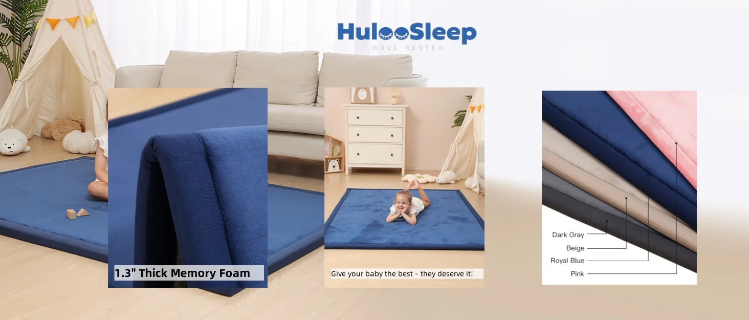 Huloosleep 4 Colors Baby Crawling Play Mats Non-Slip Thick Soft Foam Baby Activity Rug Gym Baby Carpet Mother+Kids Area Rug