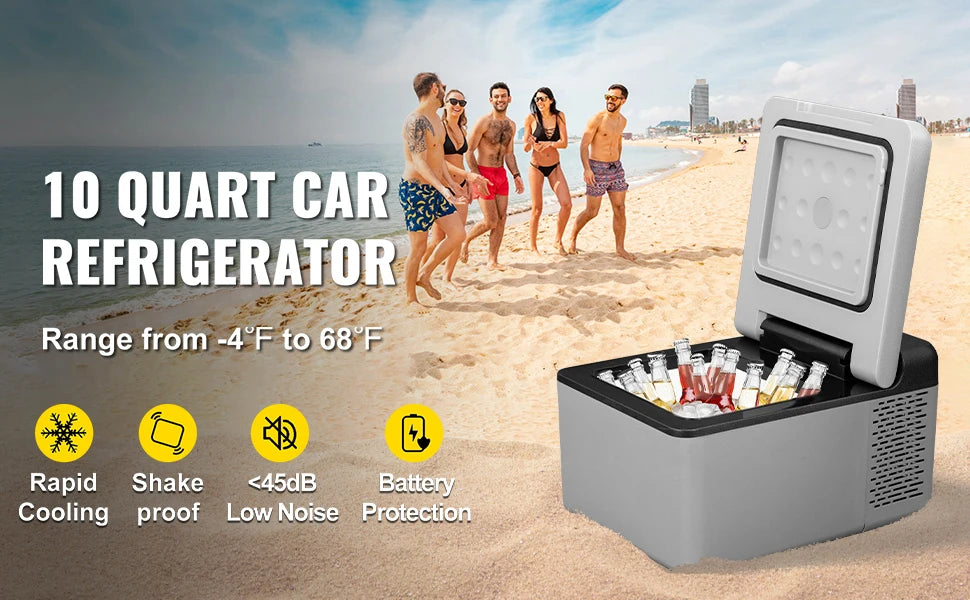 SucceBuy 9L 15L Car Refrigerator Portable Compressor Fridge Freezer Cooler 12V/24V DC for RV Travelling Camping Fishing
