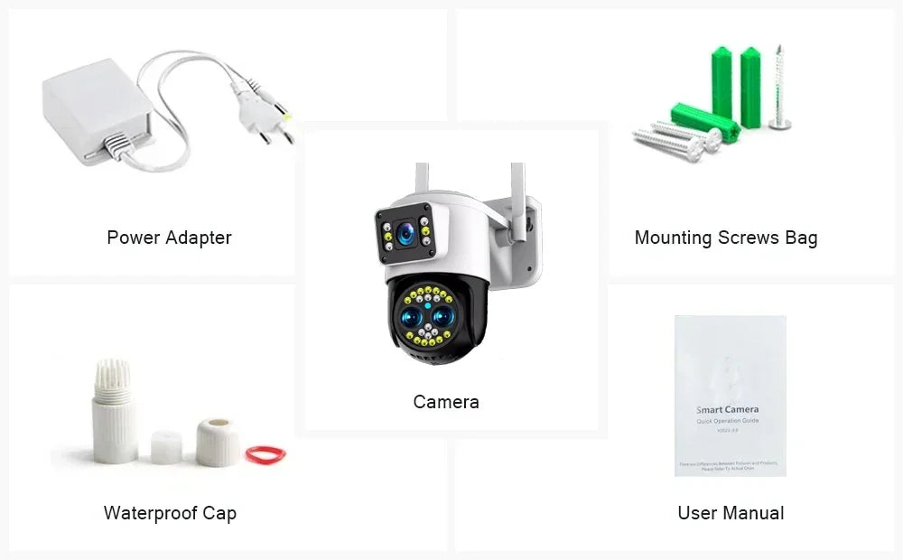 Yoosee 4K 8MP Three Lens Dual Screens 10X Optical Zoom Color Night Vision Auto Tracking Two Way Audio Surveillance Cameras