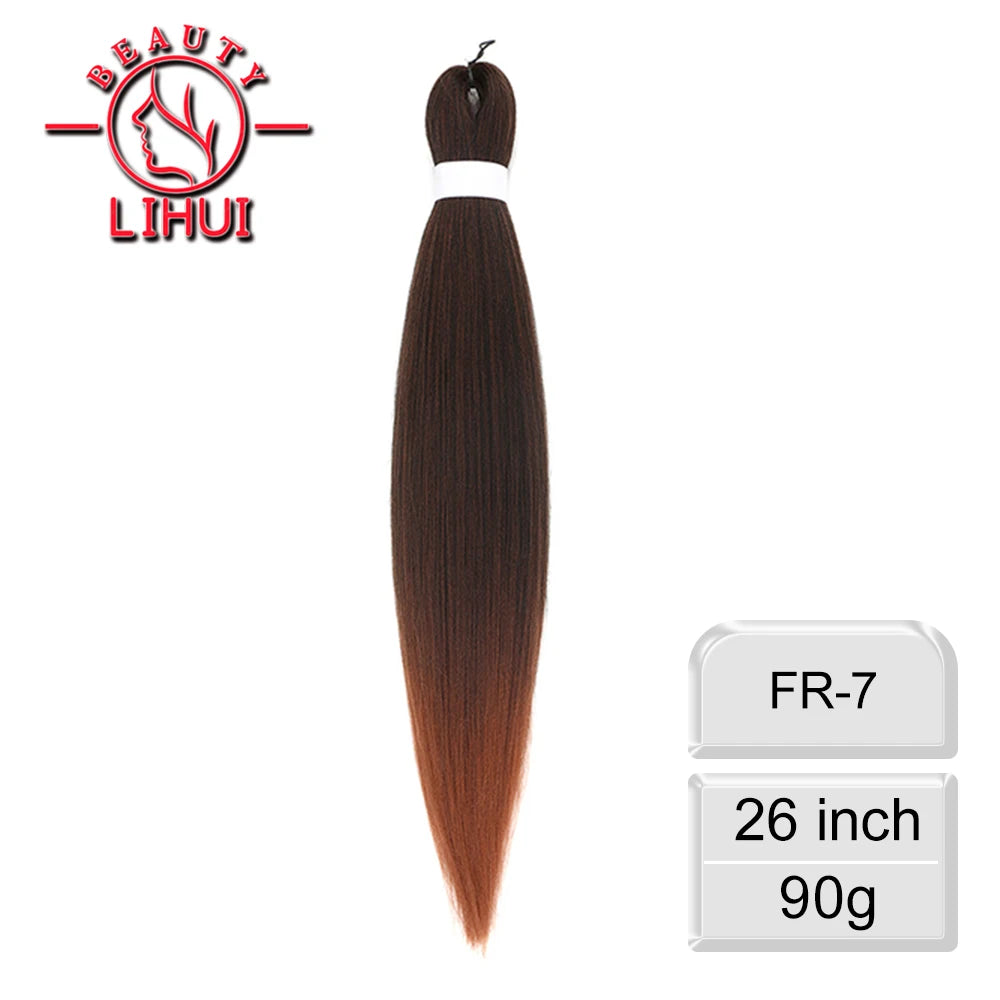 LIHUI Pre-Stretched Jumbo Braids — 26" 90 g Synthetic (Red/Pink, Frosted Colors)