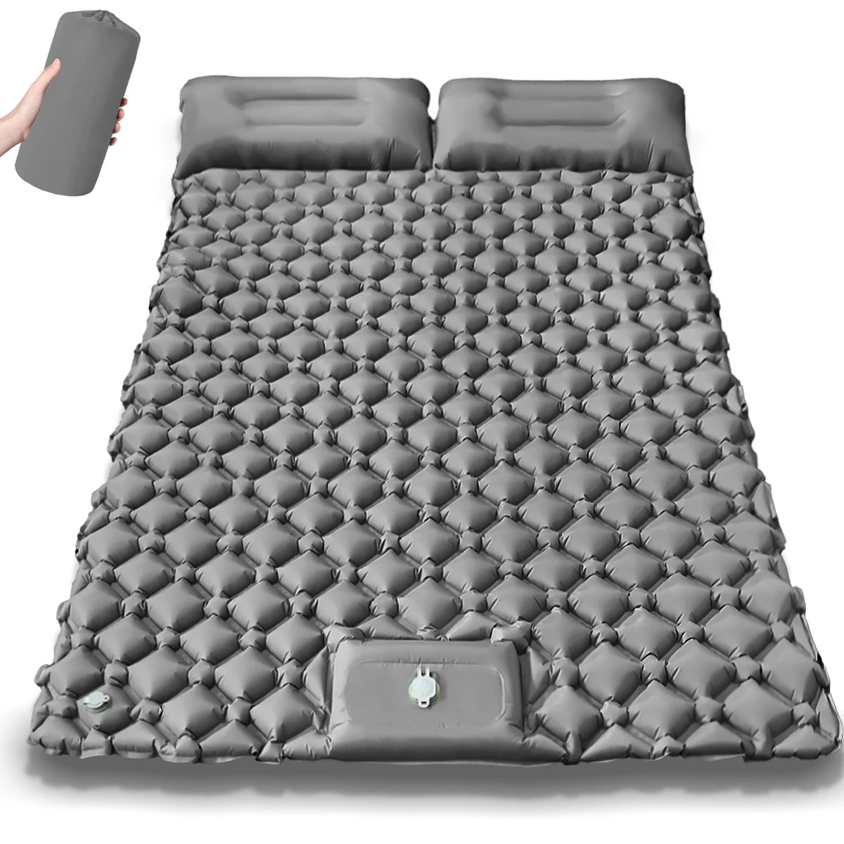 Hot Sale! 2025 Upgrade! Double Air Mattress Camping Blow Up Bed w/Built-in Pump Waterproof Portable Thickened for Outdoor Travel