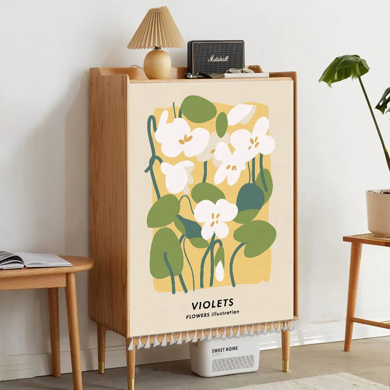Nordic Style Flowers Plant Cabinet Short Curtains Punch-free Half-curtain Dust Cover for Shoe Shelf Kitchen Storage Curtains
