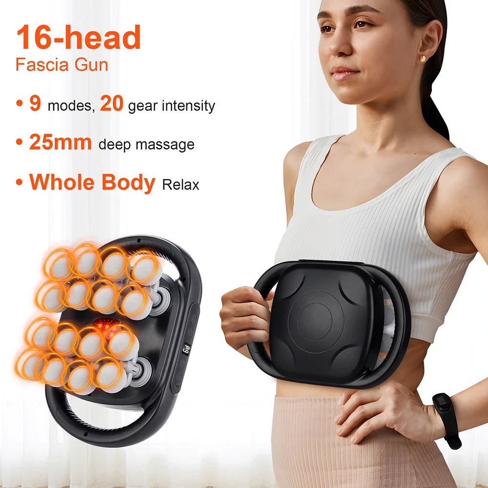 16-Head Fascia Gun High-Frequency Vibration Body Massage Gun Back and Waist Massager Neck Shoulder Massager Muscle masajeador