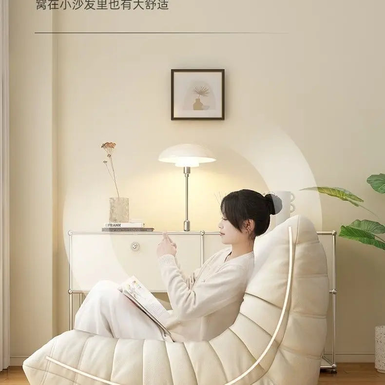 Double Caterpillar Suede Sofa Small Apartment Trendy Bedroom Single Lounging Area Lazy Living Room Tatami Inspired Cozy Design