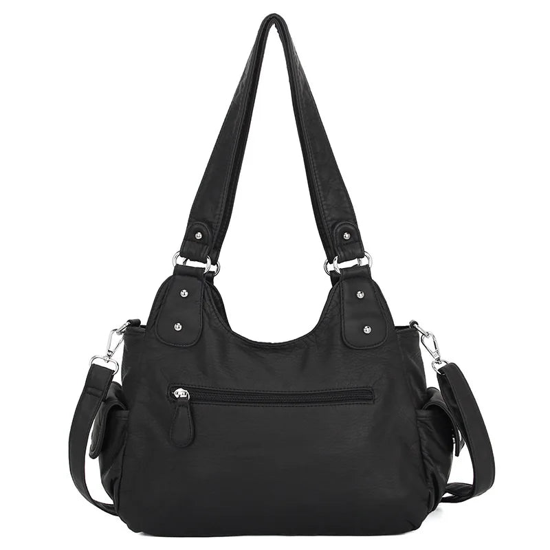 Bag Women Handbags Satchel Top-handle Soft PU Shoulder Bag Fashion Vintage Pack Multi-pockets Dinner Hobos Bag Wellet