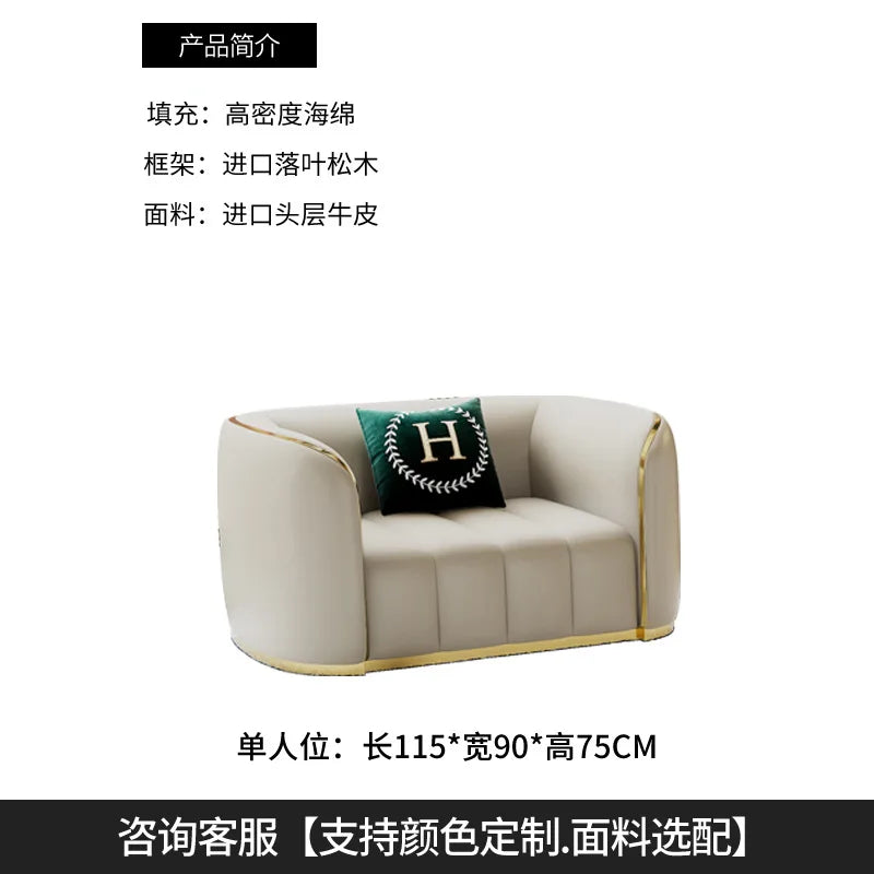 Furniture sofa Italian light luxury leather sofa small apartment living room home high-end designer straight row