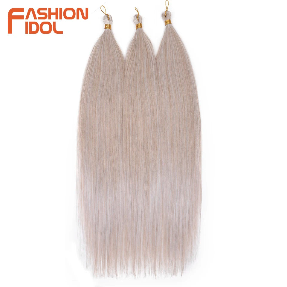 Ariel Straight Hair Bundles Crochet Braids Hair Synthetic 28 Inch 3PCS Braiding Hair Ombre Blonde Yaki Crochet Hair Extensions