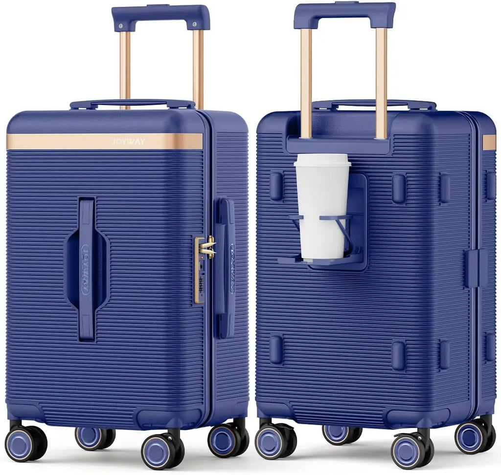 Joyway 22 inch Lightweight, Thin and Durable Short-trip Luggage Suitcase with Cup Holder, TSA Lock, Spinner Wheels