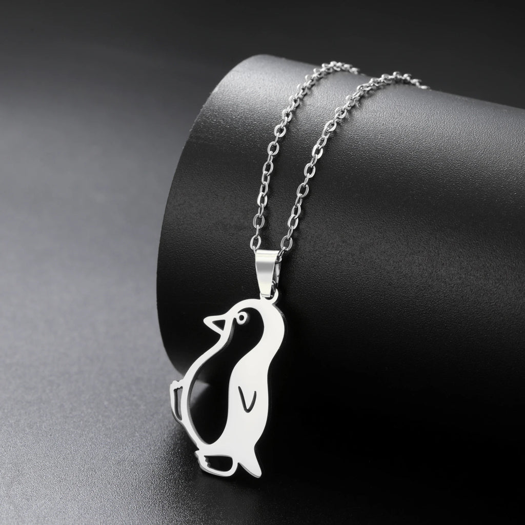 Walking Penguin Pendant Necklace | Stainless Steel Animal Chain for Women