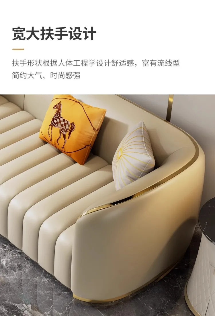 Furniture sofa Italian light luxury leather sofa small apartment living room home high-end designer straight row