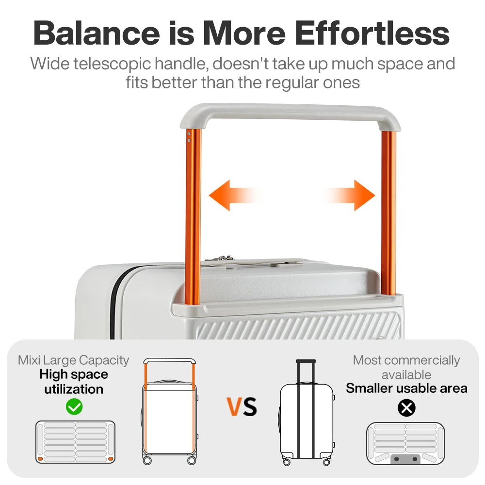 Mixi Large-Capacity Suitcase Trolley Case 26inch Checked in Hardside Rolling Wheels Luggage Wide Handle Travel Suitcases Trunk