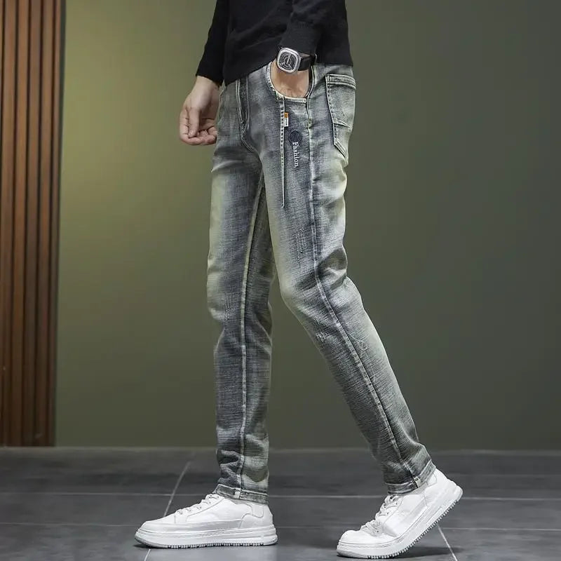 Trousers Work Wear Male Cowboy Pants Tapered Men's Jeans Spring Autumn with Pockets Y2k Vintage Goth Clothing Luxury Regular Xs