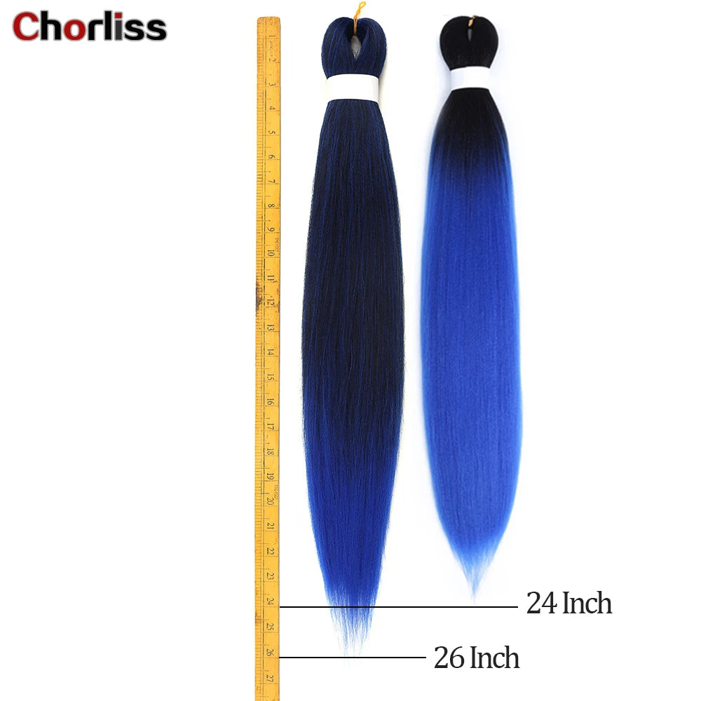 Chorliss Pre-Stretched Jumbo Braids — 24"/26" Synthetic Yaki Ombre (80–90 g, 105 Colors)