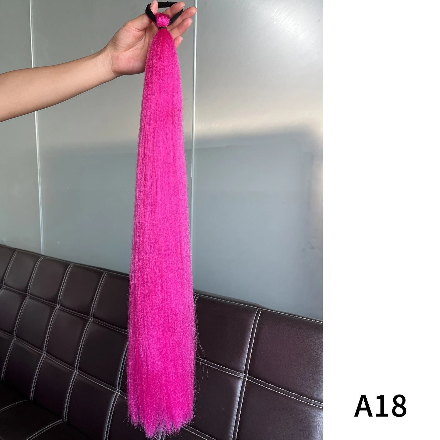 Synthetic Purple Ponytail Extension with Rubber Band Long Straight DIY Braided Pony Tail Hairpiece Women Hair Accessories