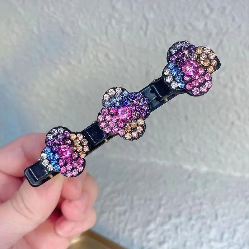 2023 Rhinestones Braided Hair Clips For Girls hairclip with 3 Flowers Hair Span With Crystalllume Women Hairpin Hair Accessories