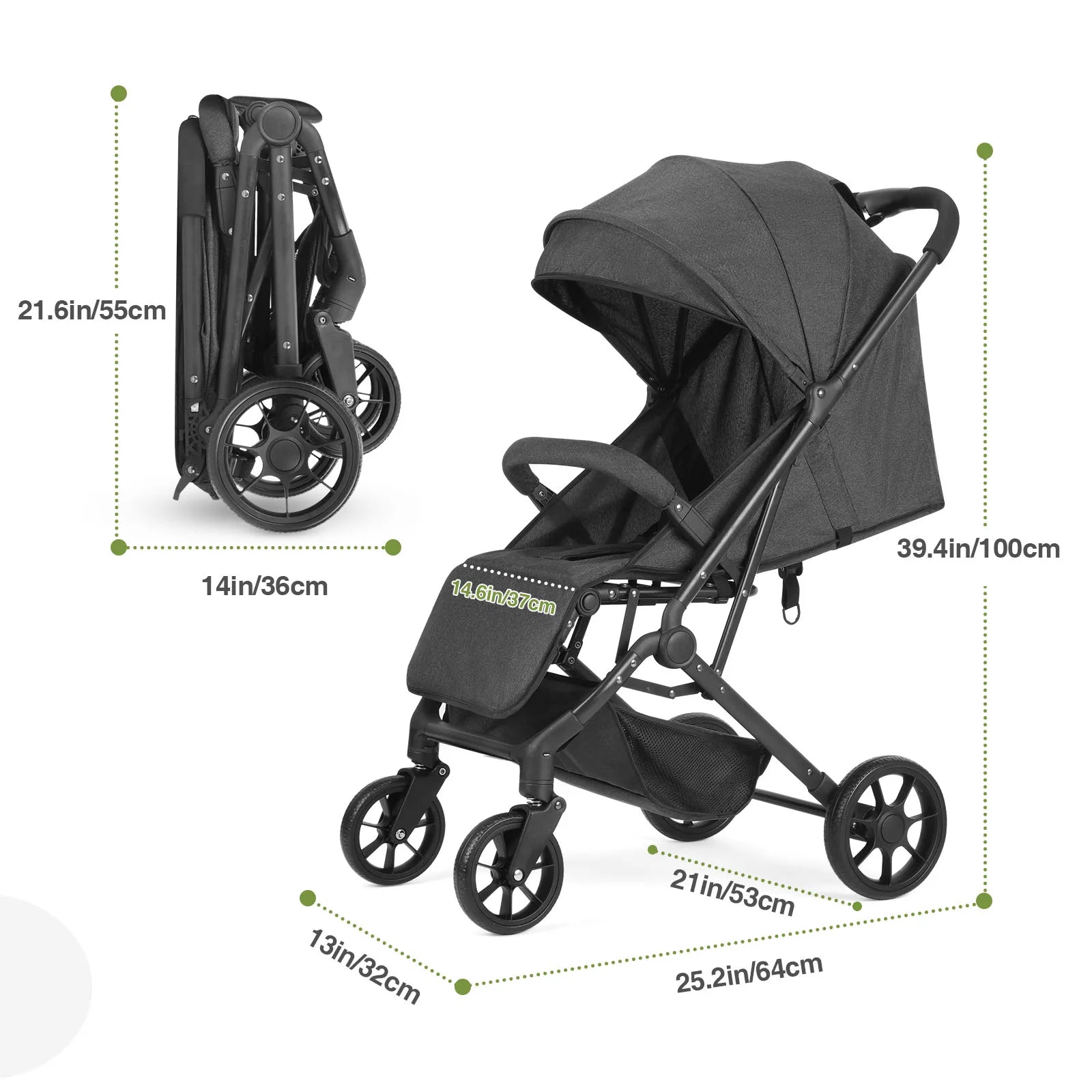 Portable High-view Baby Stroller Two-way Portable Baby Stroller Foldable Children's Four-wheel Baby Stroller 0-3 Years Old