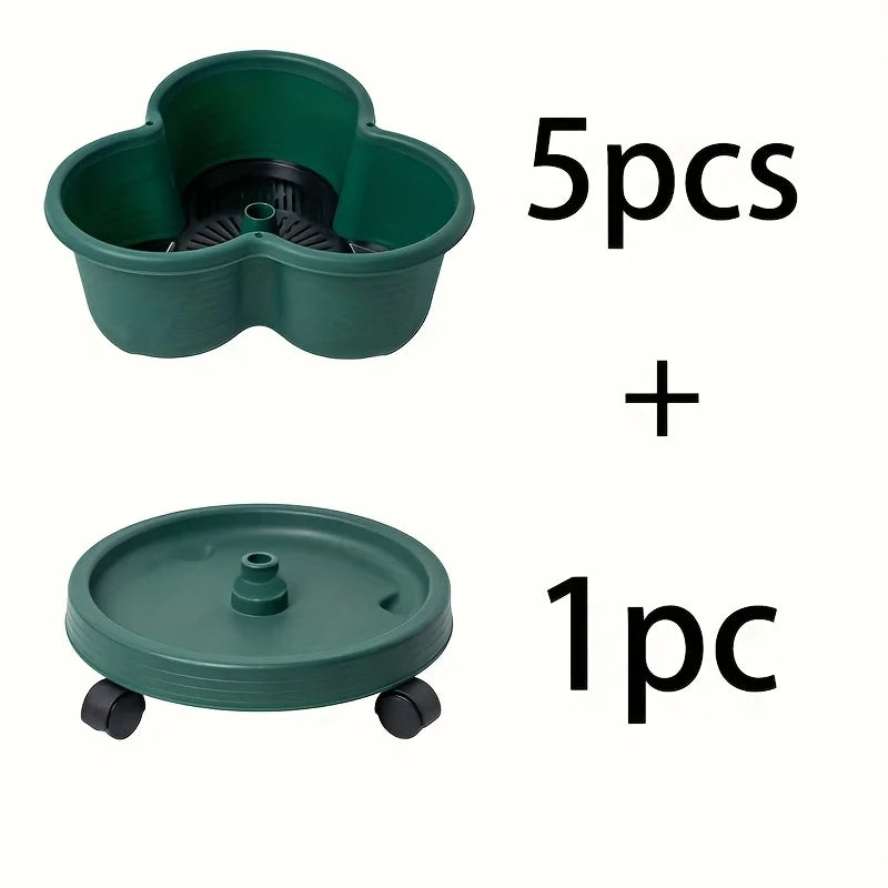 5-Pack Contemporary Stackable Self-Watering Planters