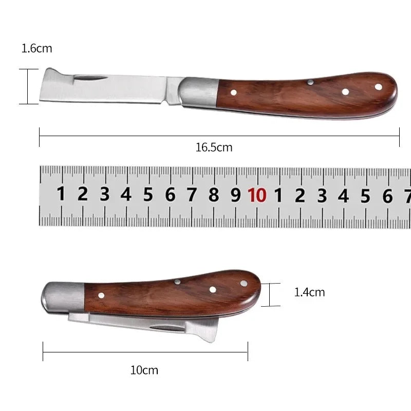Folding Grafting Knife – Wooden Handle Fruit Tree Grafting Tool
