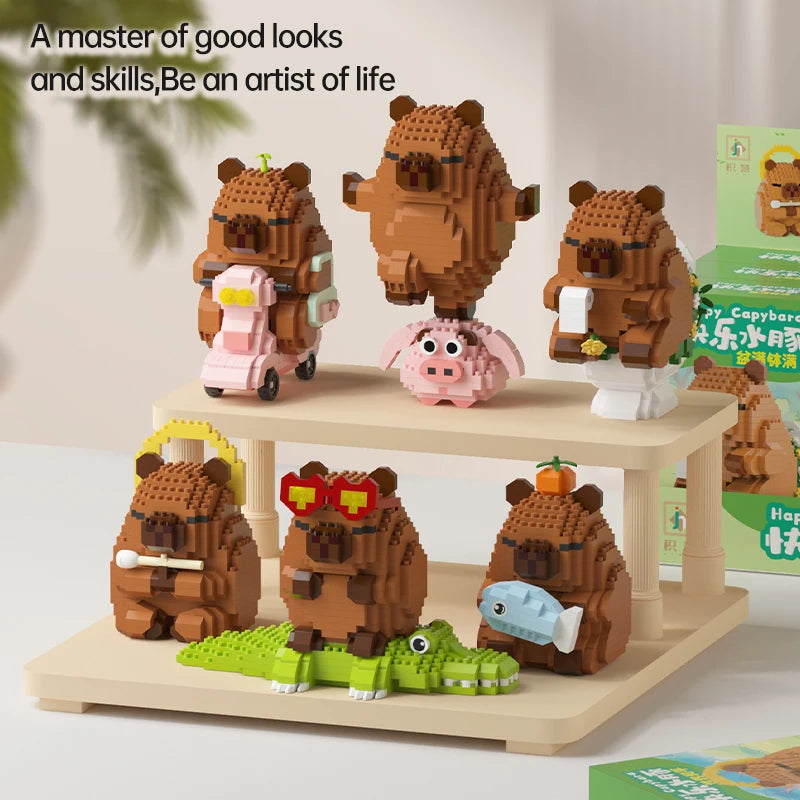 "Capybara Building Blocks Set - Cute Water Guinea Pig DIY Model | Fun STEM Toy for Kids & Adults"