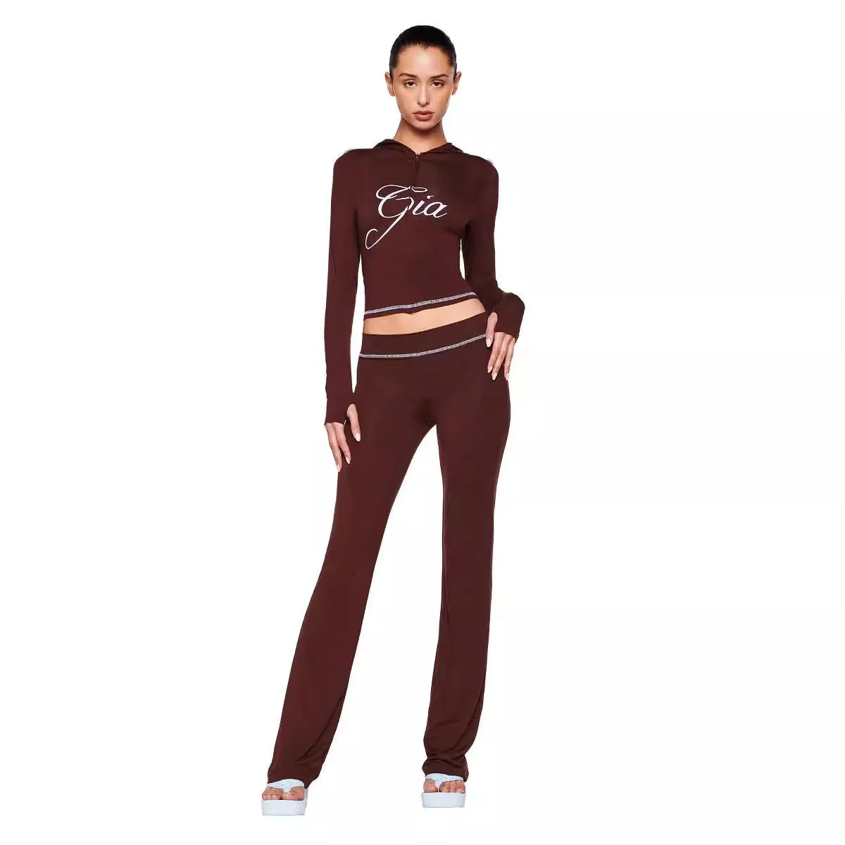 Women’s Hooded Zip Jacket & Pants Yoga Set – Slim Fit With Utility Pockets