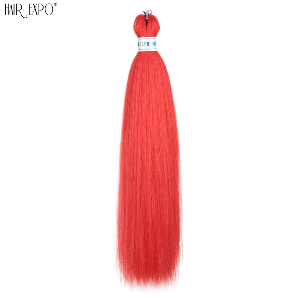 26Inch Easy Braids Hair Synthetic Colourful Pre Stretched Braiding Hair Extensions Jumbo Braids Ombre Yaki Long Straight Hair