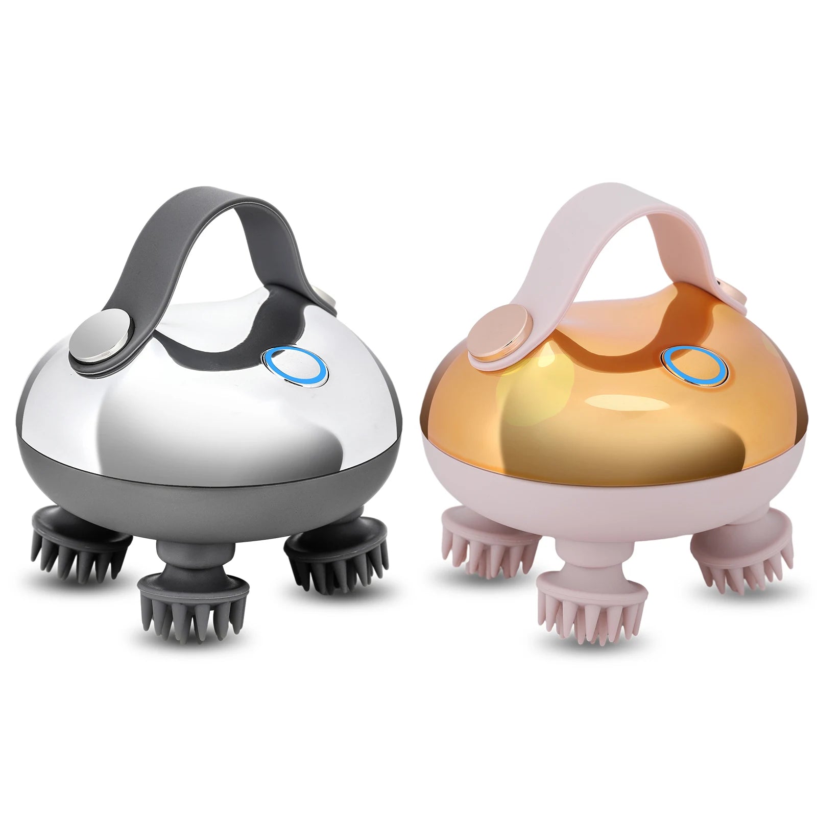 Portable Head Massager with 8 Silicone Massage Heads Handheld Hair Massager IPX7 Waterproof for Hair Growth Stress Relax