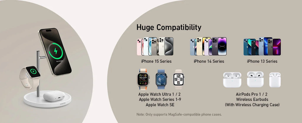 Anker MagGo Wireless Charging Station (3-in-1 Stand, A25M3)