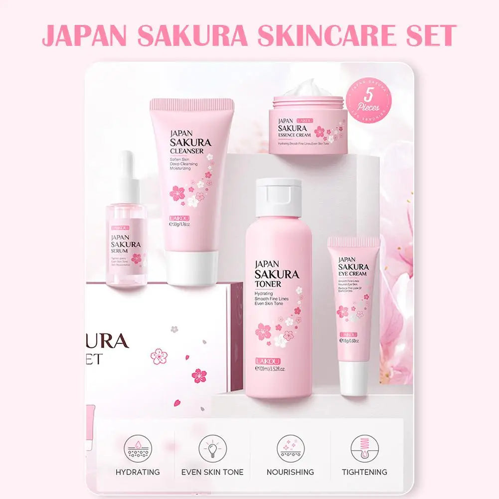 LAIKOU Sakura Skincare Gift Set – Moisturizing Face Care Kit (3–5 pcs)