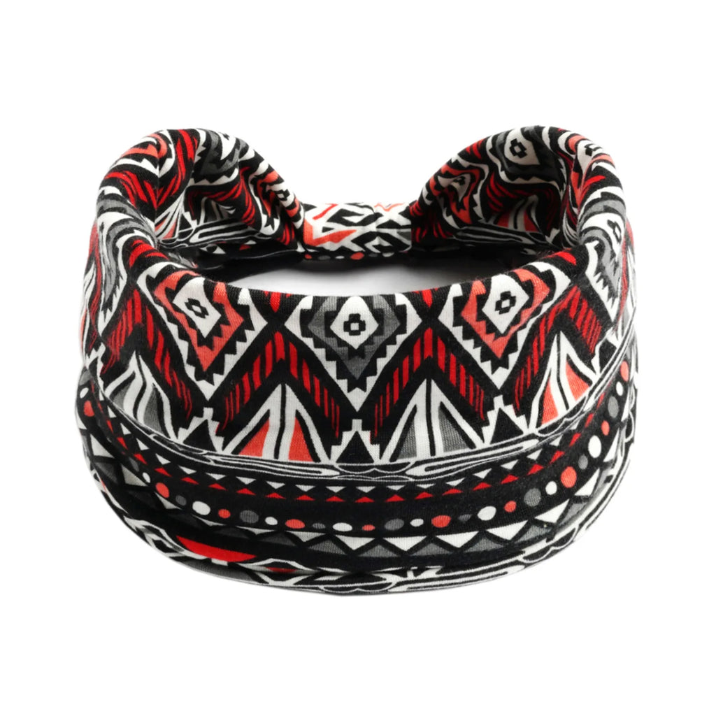 Boho Wide Knot Floral Cotton Headband | Stretch Turban Hair Scarf for Women