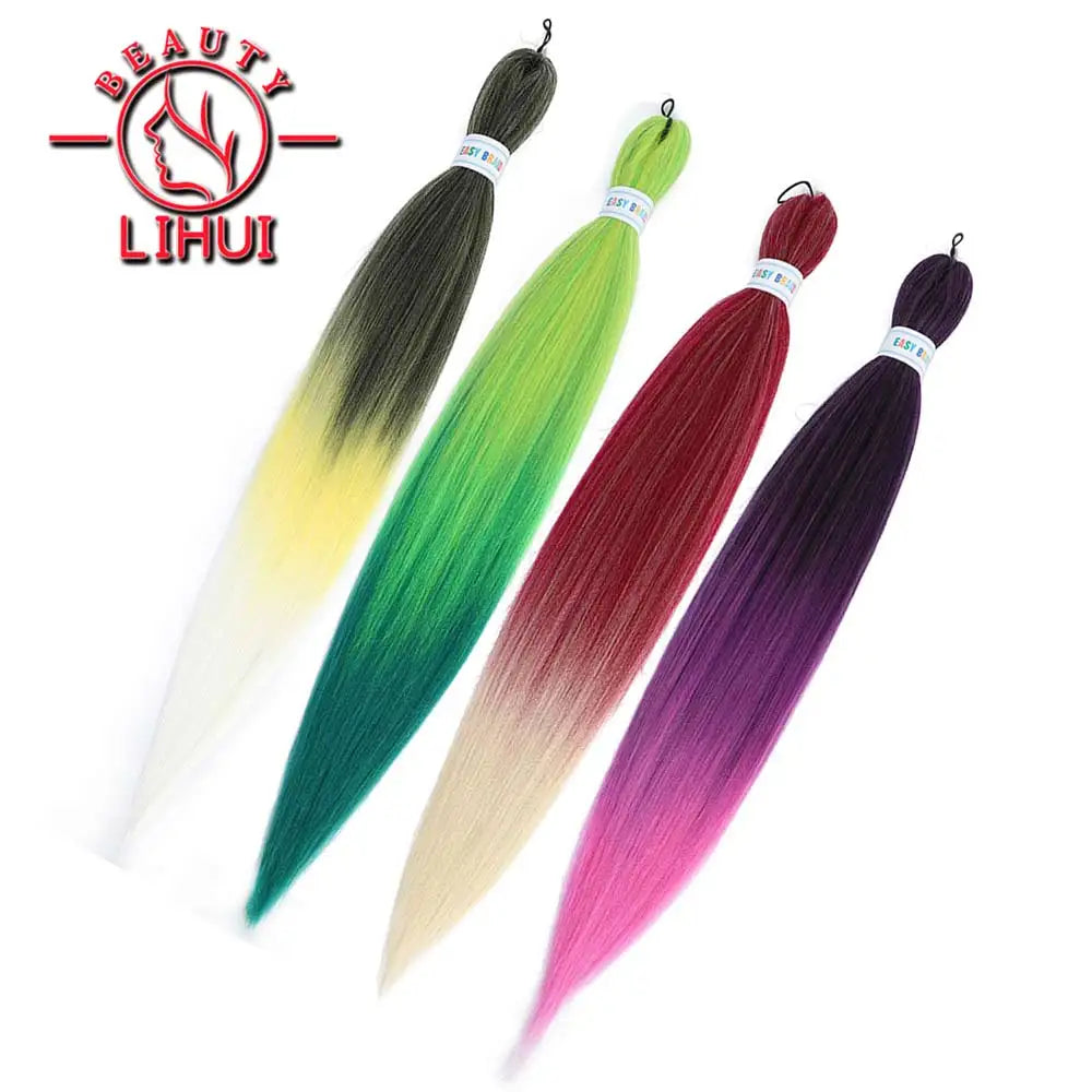 LIHUI Pre-Stretched Jumbo Braids — 26" 90 g Synthetic (Red/Pink, Frosted Colors)