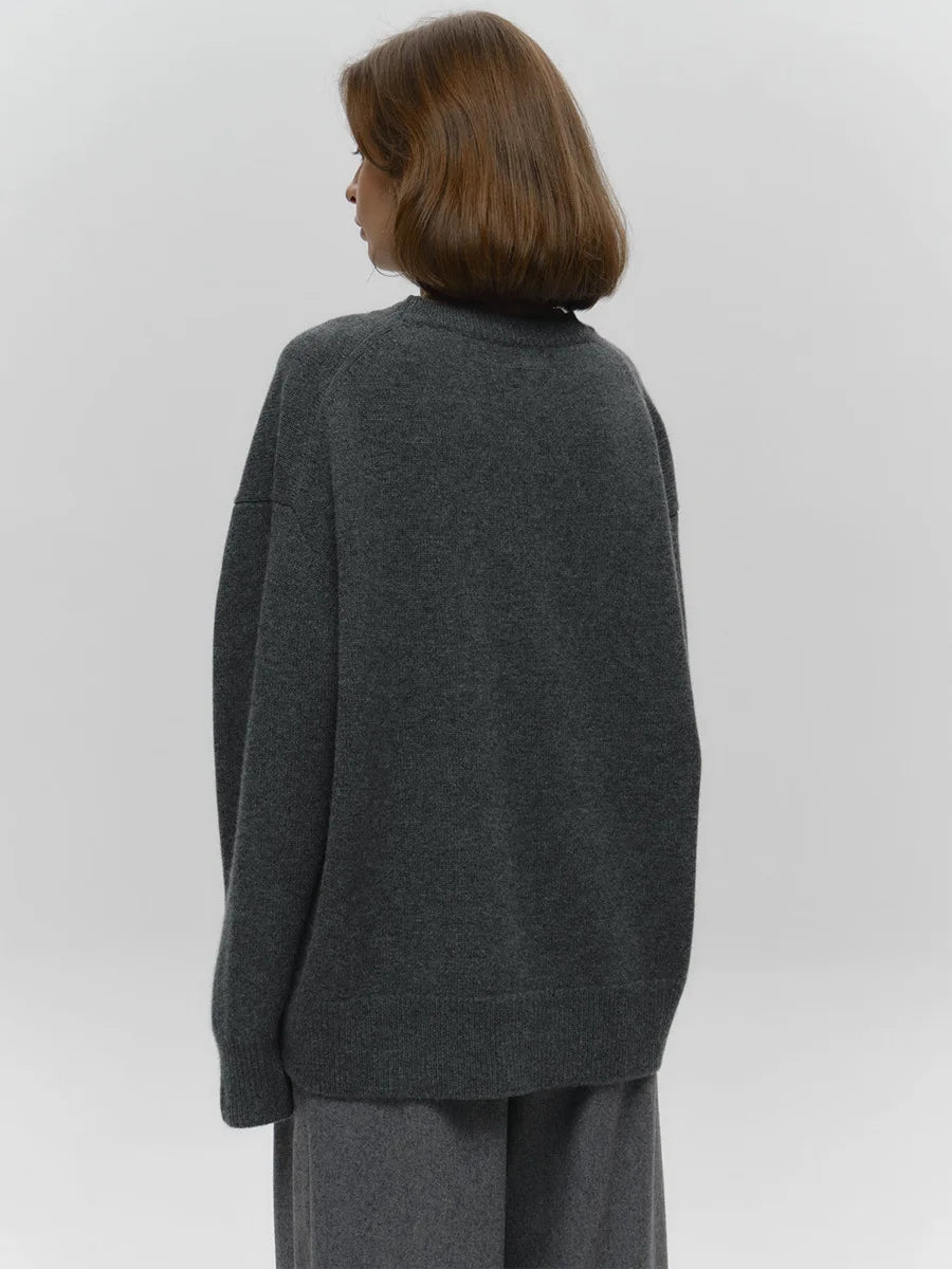 Blubelle Women’s Oversized Knit Sweater – Thick Warm O-Neck Pullover, Solid Color Casual Jumper (Autumn/Winter)