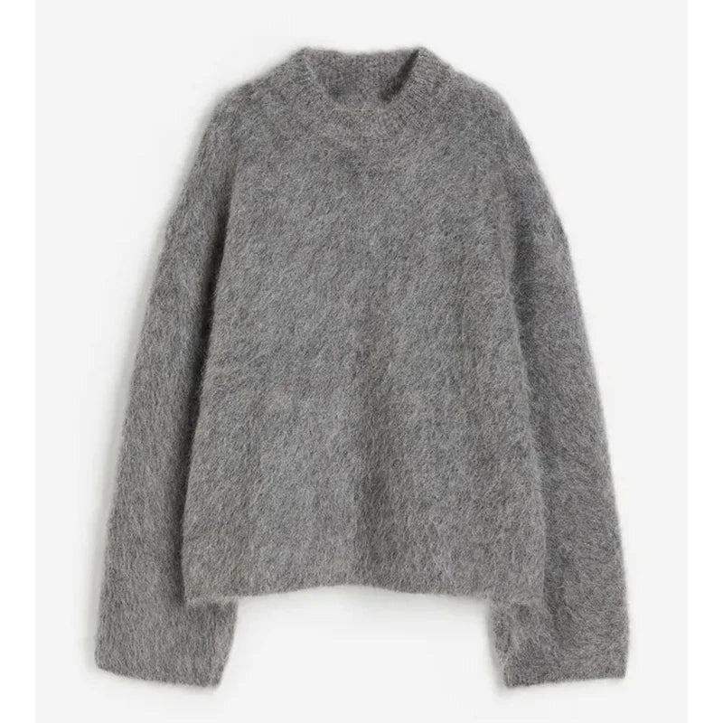 EOTVOTEE Women’s Loose Knit Pullover Sweater – Casual O-Neck Long Sleeve Jumper, Vintage Streetwear Style (Autumn/Winter)