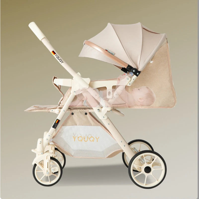 Baby Stroller Two-way Pushchair Can Sit and Lie Large Seat 0 to 3 Years Old Children Lightweight Folding Stroller Large Wheels