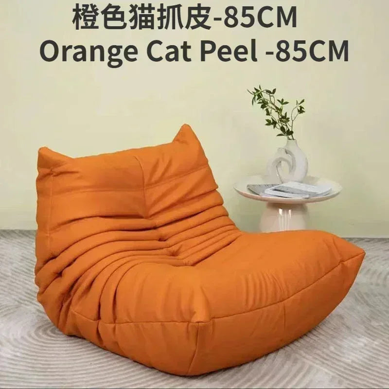 Single Casual Sofa Chair with Cat Scratch Leather Nordic Togo Lazy Caterpillar Sofa Bedroom Living Room Balcony Suede Sofa
