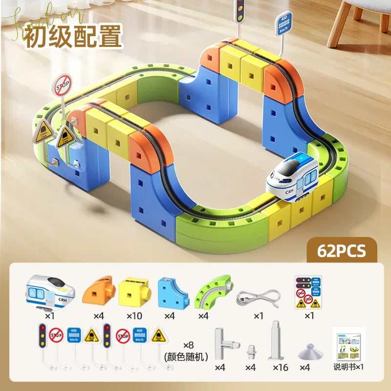 Montessori Toy 2025 Latest Educational Toys Assembly Magic Track Train Set Children'S Toys Non-Remote Control Rail Car Gift Box