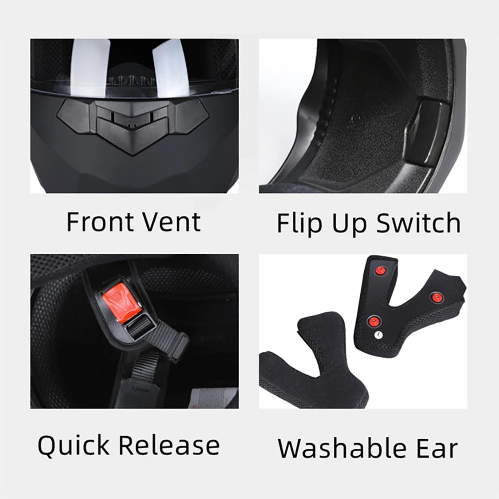 BLD Modular Flip-Up Motorcycle Helmet (DOT, Dual Lens) – Unisex, 1.1 kg