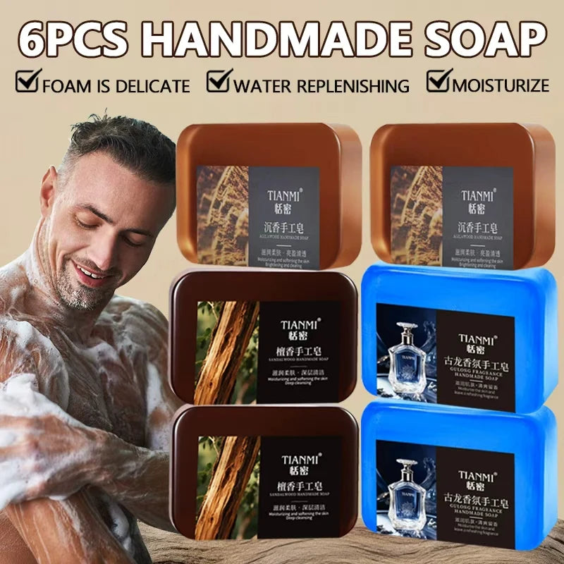 Men's handmade soap, cologne soap, agarwood soap, last soap, three in one, cleanses the face, hair, bathes the whole body,