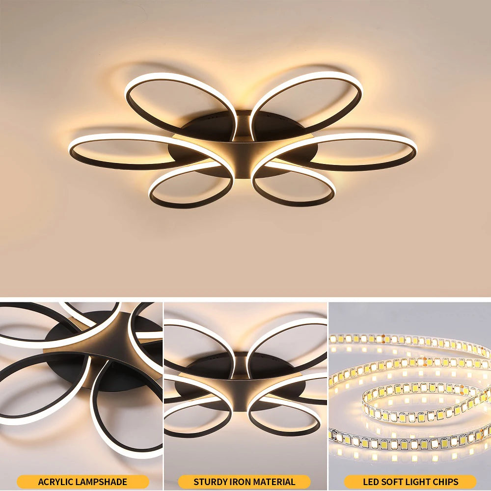 LIMIT LIGHT 6-Ring Modern LED Ceiling Lamp | Dimmable Flower Design