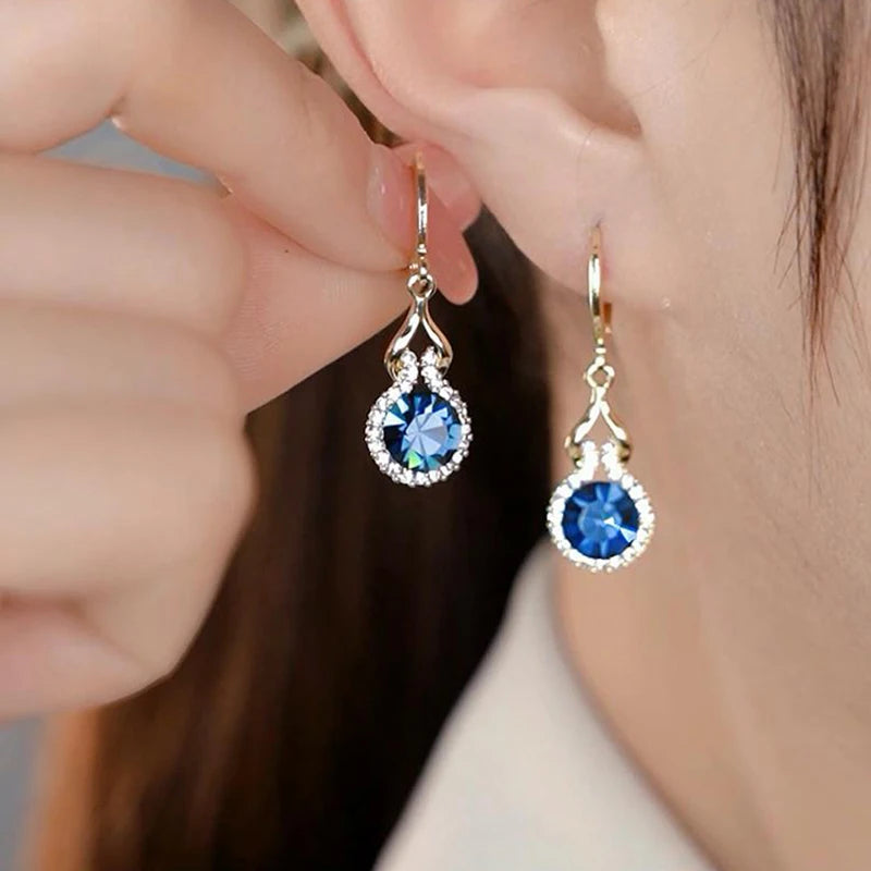 Crystal & Pearl Drop Earrings | Gold-Plated Brass Dangle Jewelry for Women