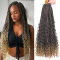 1/7 Packs Goddess Box Braids 10-24Inch Pre-looped Boho Box Braids With Curly Ends 3X Crochet Braids Hair Synthetic Braiding Hair