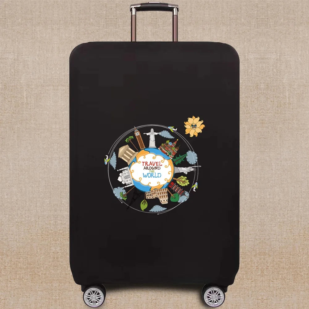 Travel Elastic Protective Cover Luggage Case Travel Global Pattern Series Luggage Cover 18-32inch Travel Accessories