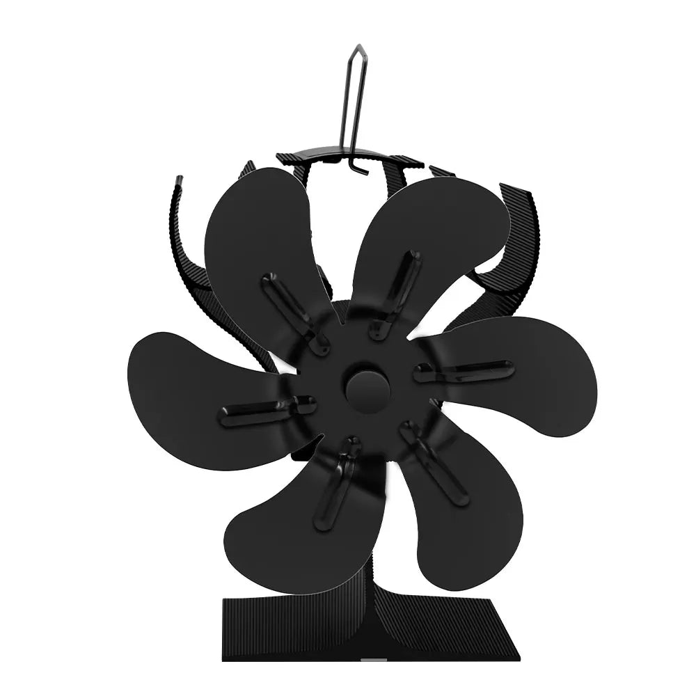 New Heat Powered Stove Fan Eco Quiet Black 6 Blades Log Wood Burner Fireplace Fan Efficient Heat Distribution Winter Warmer Home