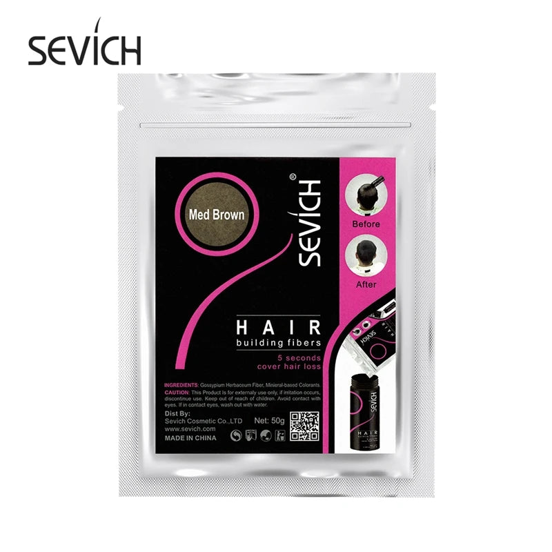 Sevich 10 Colors Hair Fiber 50g Hair Building Fiber Powder Keratin Instant Hair Growth Fiber Refill Hair Loss Hair Care Product