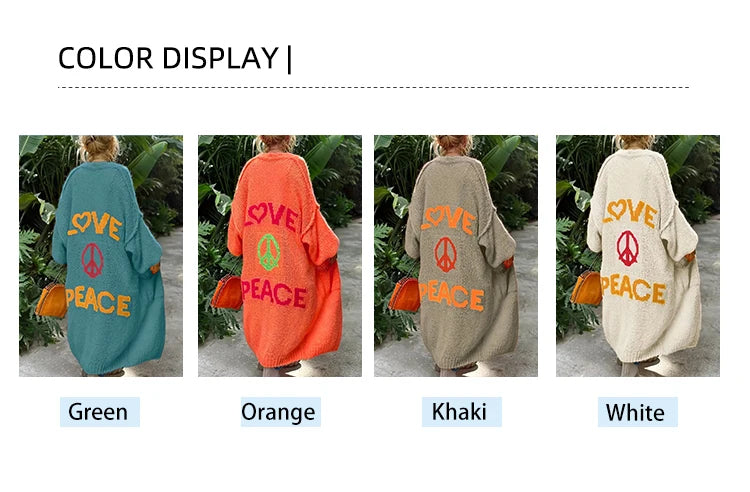 Plus Size Women’s Striped Patchwork Knitted Cardigan – Loose Turtleneck Long Sweater Coat (1XL–4XL)